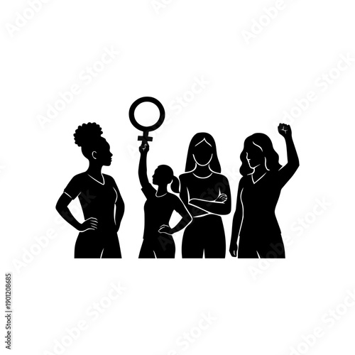 Empowered women raising awareness with a mirror and fists raised in solidarity