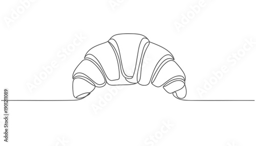 Vector line art croissant illustration, bakery or pastry shop icon, for menu or food blog, isolated on transparent background, png
