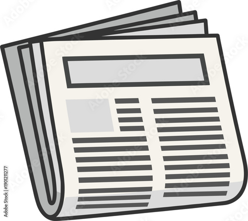 Simple vector illustration of a folded daily newspaper for news journalism and information media concepts।