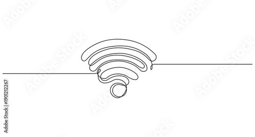 signal wifi continuous one line art drawing.Continuous Line Art Wi-Fi Symbol,Continuous Line Drawing of WiFi Signal Icon
