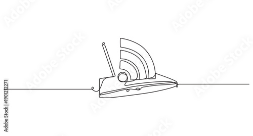 signal wifi continuous one line art drawing.Continuous Line Art Wi-Fi Symbol,Continuous Line Drawing of WiFi Signal Icon