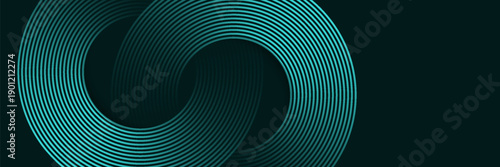 Tablou pe pânză Abstract geometric lines glowing on a dark green background