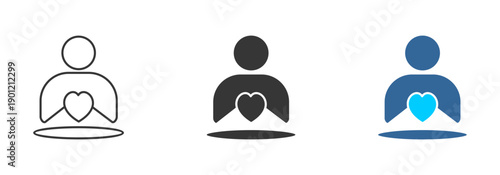 heart  icon set multiple style collection	