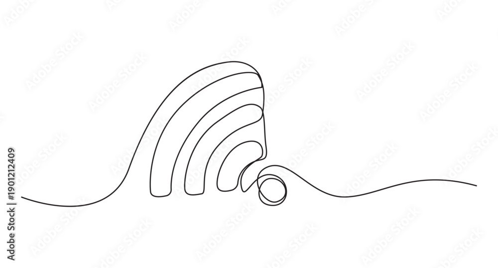 Obraz premium signal wifi continuous one line art drawing.Continuous Line Art Wi-Fi Symbol,Continuous Line Drawing of WiFi Signal Icon