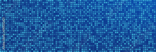 Blue pixel background. Abstract digital pattern with square elements grid. Futuristic dotted mesh with gradient effect. Geometric minimal digital design. Modern vector illustration.