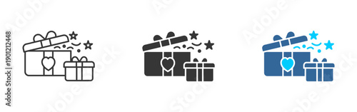gift icon set multiple style collection	