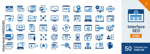 Interface  and seo Basic icons Pixel perfect. design,  tools, control,...	
