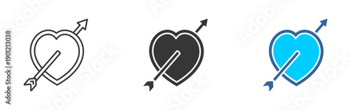 cupid arrow  icon set multiple style collection	