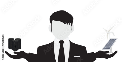 Balancing fossil or ecological energy concept. vector