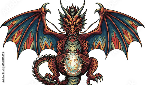 A set of colorful vector illustrations of traditional Indonesian masks used as shirt prints and other designs featuring dragon, mask, illustration, culture, Indonesia