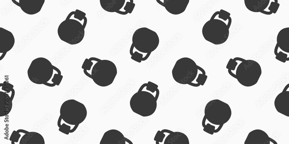 Fototapeta premium kettlebell icon seamless pattern. gym equipment seamless pattern. kettlebell in monochrome style. ideal for sports designs packaging apparel and fitness branding