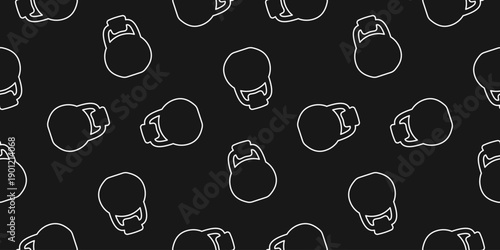 kettlebell icon seamless pattern. gym equipment seamless pattern. kettlebell in black and white style. ideal for sports designs packaging apparel and fitness branding