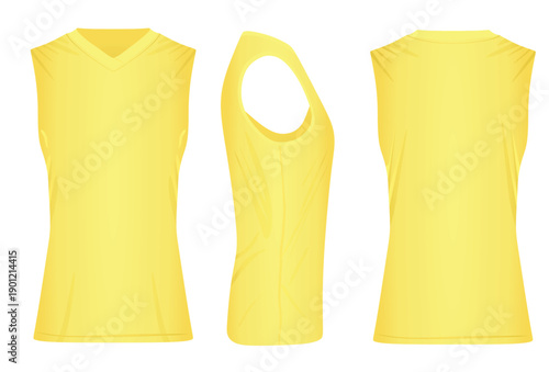 Yellow sleeveless t shirt. vector illustration