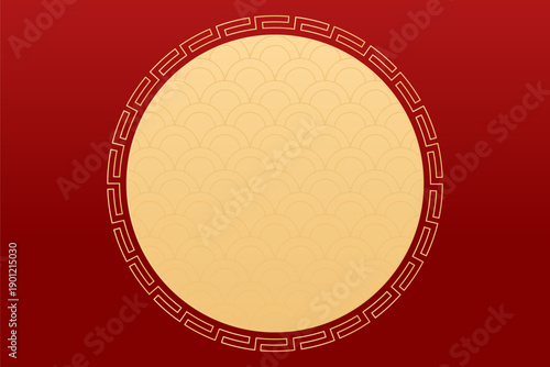 Happy Chinese new year 2026 , modern design set in red, gold and white colors , Year of the horse zodiac , Asia oriental traditional ornament, frame and border ,	
