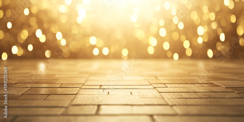 Wallpaper Mural Golden Bokeh Light Over Brick Floor with Empty Copy Space Background Torontodigital.ca