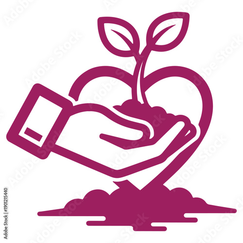 Hands holding a watering can nurturing a plant in a heartshaped pot symbolizing growth and care