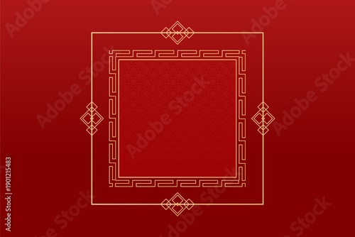 Happy Chinese new year 2026 , modern design set in red, gold and white colors , Year of the horse zodiac , Asia oriental traditional ornament, frame and border ,	
