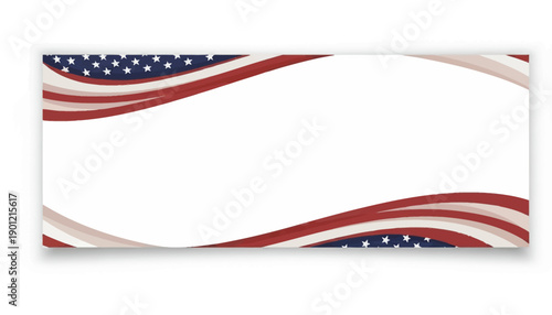 Illustration of a wavy American flag pattern on a white background, symbolizing President's Day with red, white, and blue colors and stars.