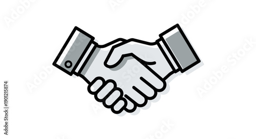 Icon of two hands shaking in agreement, symbolizing partnership and successful negotiation