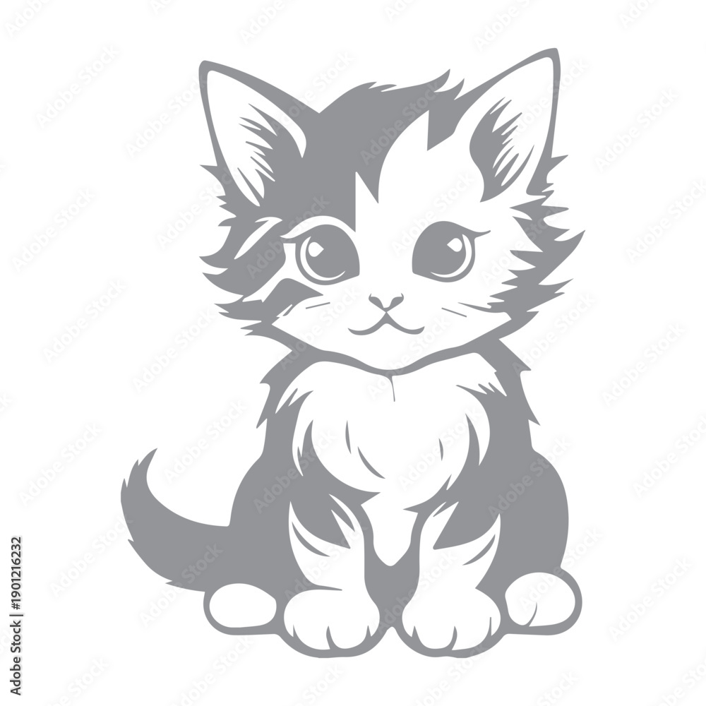 Fototapeta premium Adorable Baby Cat Drawing