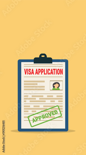 Visa application form. Application visa. Document for travel. Travel approval. Immigration visa	