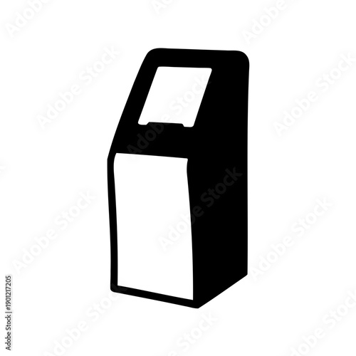 Simple Black and White Kiosk Illustration for Information or Retail Use