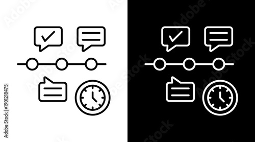Timeline White Icon Set Design