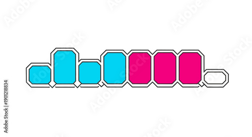 Modern Digital Loading Bar Icon. Vector Progress Indicator Status with Gradient Blocks in Cyan and Magenta. UI/UX Design Element.