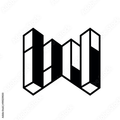 Geometric Abstract Architecture Structural W Logo Design