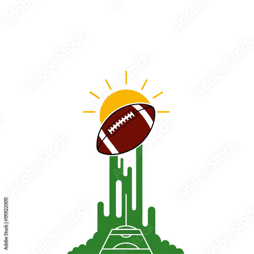 American Football Ball in Air.