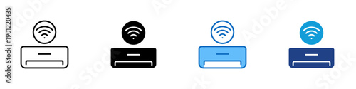 Smart Device Multiple Style Icon Design Vector - Appliance with wireless signal representing smart control, remote connectivity, and IoT integration