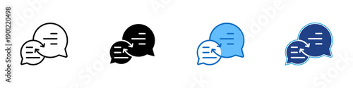 Active Conversation Multiple Style Icon Design Vector - Speech bubbles with arrows representing two way communication, feedback exchange, and discussion flow