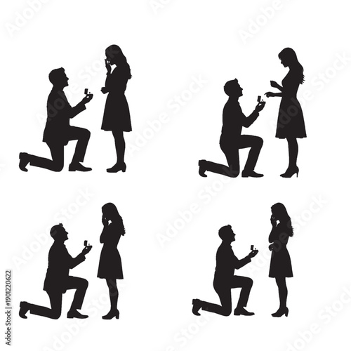 Couple Proposing Silhouette – Romance, Engagement, Love Concept