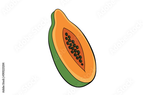 A stylized papaya fruit with orange flesh vector on a white background