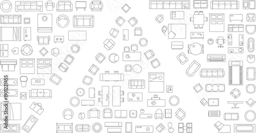 A collection of various architectural and engineering isolated on transparent background symbols and icons