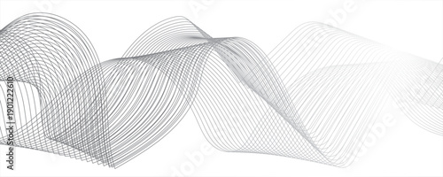 Abstract wave pattern with smooth, flowing, interlaced curves and lines. Modern digital and geometric technology themes & data visualizations,, blue gradient flowing wave lines. Futuristic technology 