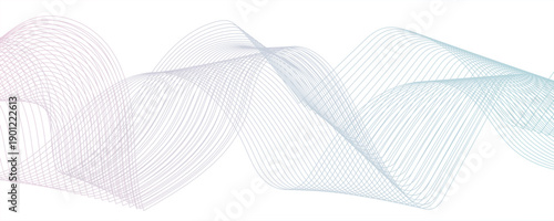 Abstract wave pattern with smooth, flowing, interlaced curves and lines. Modern digital and geometric technology themes & data visualizations,, blue gradient flowing wave lines. Futuristic technology 