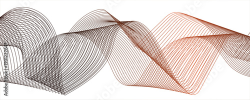 Abstract wave pattern with smooth, flowing, interlaced curves and lines. Modern digital and geometric technology themes & data visualizations,maroon gradient flowing wave lines. Futuristic technology 