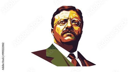 Theodore Roosevelt Vector Portrait: Dynamic Graphic Pop Art Style Illustration of the 26th U.S. President