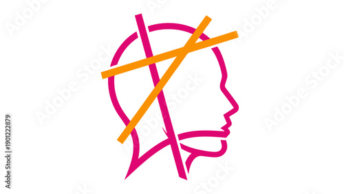 Censored Mind Icon: Vector Symbol of Restricted Thought, Idea Suppression, Mental Blockage, and Freedom of Speech Denial.