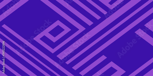 Seamless vector illustration of an abstract blue and white striped background featuring a 3D geometric maze pattern and linear texture for a modern business wallpaper design