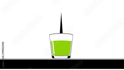 Minimalist Green Drink with Needle Illustration. Health, Toxicity, or Addiction Concept.