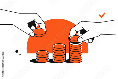 Hands stacking coins illustrating investment and savings growth concept