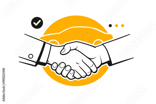Handshake agreement symbolic of successful car deal