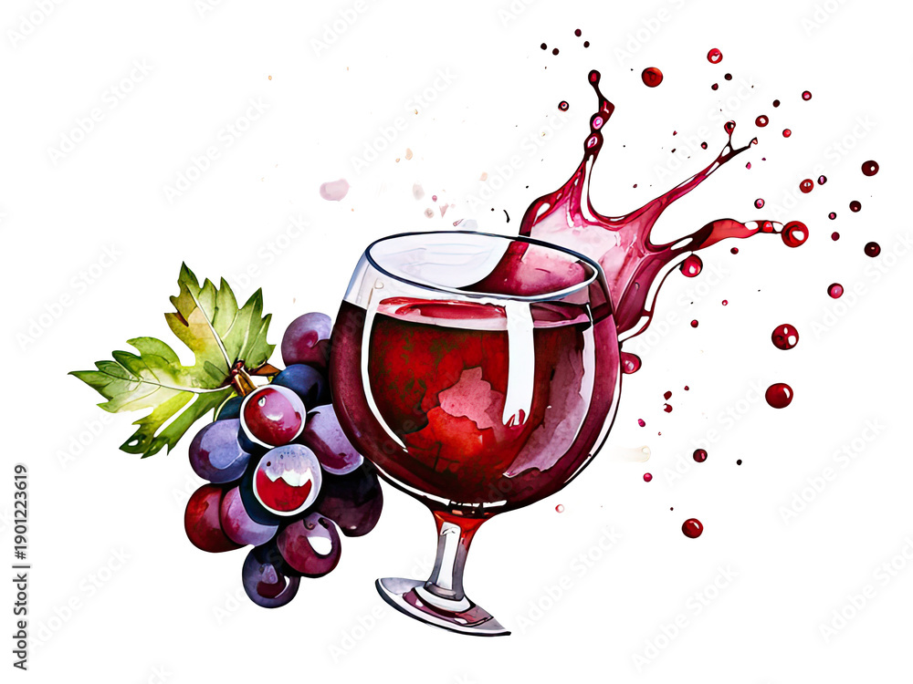 Obraz premium A still life image of a glass of wine surrounded by grapes, perfect for use in food or beverage related context