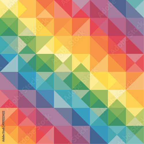 Colorful geometric abstract background with triangles in rainbow colors for modern designs