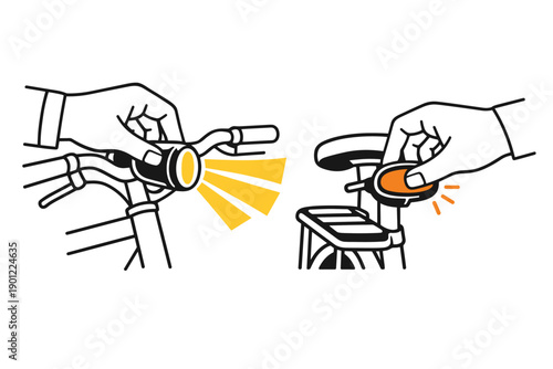 Bicycle innovative lighting: front handlebar and rear signal installation