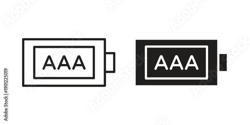 AAA battery icon for mobile concept and web apps, editable stroke