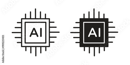 AI icon for mobile concept and web apps, editable stroke