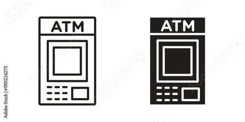 ATM machine icon for mobile concept and web apps, editable stroke